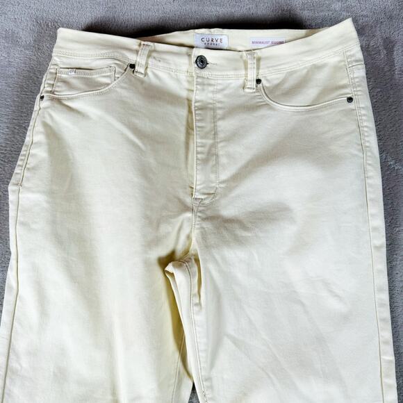 Curve Appeal Jeans Womens 14 Pale Yellow Denim Minimalist Jeggings High Rise - Picture 2 of 11